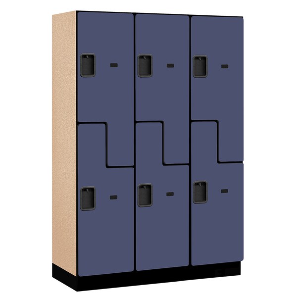 2 Tier 'S' Designer Locker, 54"Wx76"Hx18"D, 6 Door, Blue
